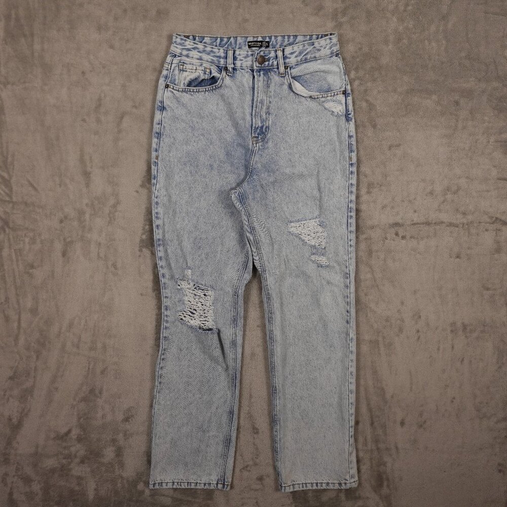 Nasty Gal jeans high waisted straight‎ leg women's 8 acid wash organic cotton